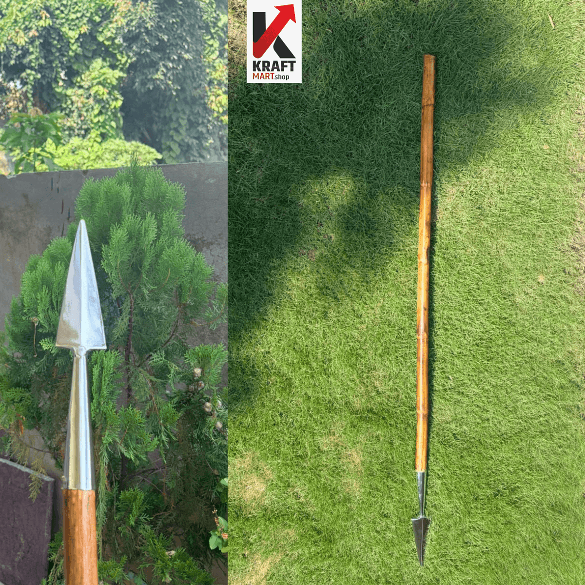 Steel spearhead mounted on 30 inch wooden shaft