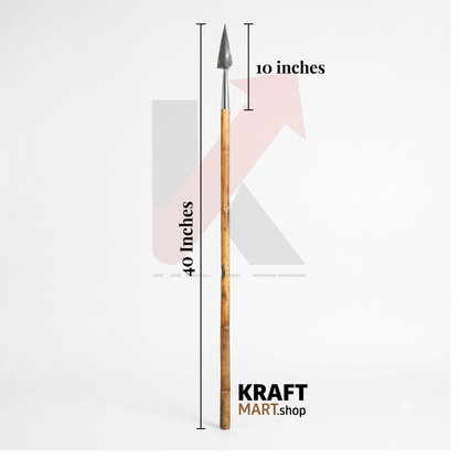 Traditional Indian steel spearhead with wooden shaft