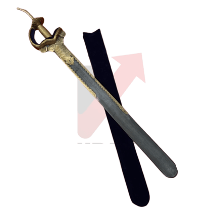 Punjabi Khanda Sword | Brass Finish Sikh Wedding Sword | Carbon Steel 38 Inch - KraftMart
